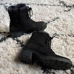 Black lace up combat booties
